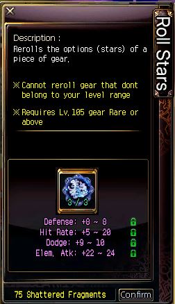 Option Reroll window