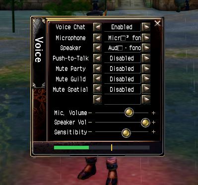 Voice chat options panel